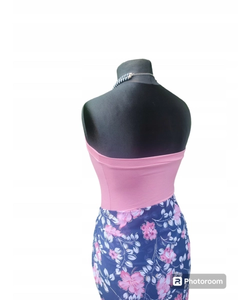 Duża sukienka plażowa - eleganckie PAREO XXL szyfon różowe kwiaty